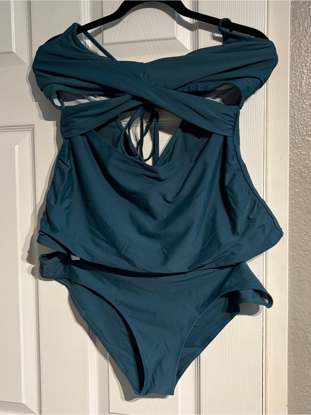 Cupshe Size XL Teal 2pc Tankini Swim Suit Set